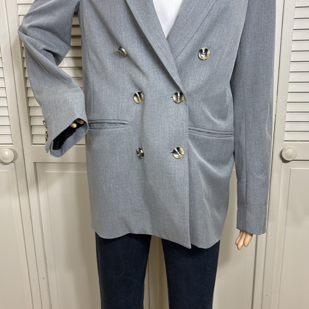Favorite Daughter Double Breasted Relaxed Blazer Gray Small - Picture 5 of 15